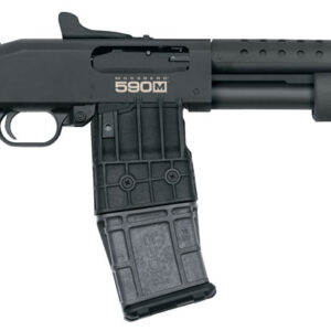 Mossberg 50206 590M Mag-Fed 12 Gauge 2.75" 10+1 18.50" Cylinder Bore Barrel Matte Blued Rec with Ghost Ring Sight Black Synthetic Stock Right Hand