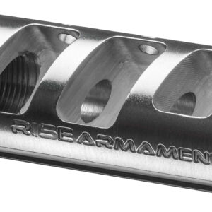 Rise Armament RA701223SLVR RA-701 Compensator Silver 416R Stainless Steel with 1/2"-28 tpi Threads & 2.50" OAL for 5.56x45mm NATO AR-Platform