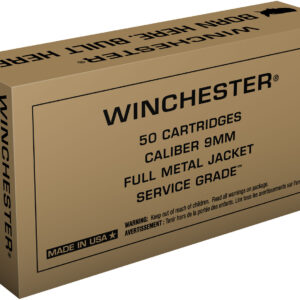 Winchester Ammo SG9W Service Grade  9mmLuger 115gr Full Metal Jacket 50 Per Box/10 Case