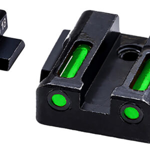 HiViz MPSN321 LiteWave H3 Sight Set for S&W Shield Green Tritium White Outline Front Sight-Green Fiber Optic Rear Sight