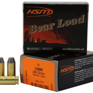 HSM 10MM9N20 Bear Load  10mm Auto 200 gr Lead Round Nose Flat Point 20 Per Box/ 20 Case