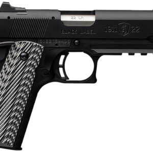 Browning 051821490 1911-22 Black Label Compact SR 22 LR 10+1 4.25" 3.50" Threaded Barrel, Matte Black Serrated Steel Slide & Polymer Frame w/Picatinny Rail & Beavertail, Black/Gray Textured G10 Grips