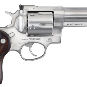 Ruger 5050 Redhawk  45 ACP/45 Long Colt 6rd, 4.20" Satin Stainless Steel Barrel, Cylinder & Frame, Lasered Hardwood Grip, Exposed Hammer