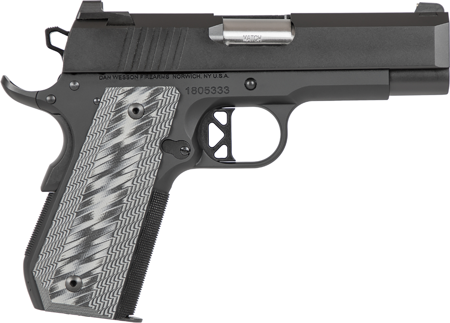 Dan Wesson 01884 EPC 9mm Luger 9+1 4" Stainless Bull Barrel Black Duty Serrated Stainless Steel Slide Black Aluminum Frame wBeavertail Black/Gray G10 Grip