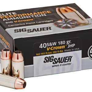 Sig Sauer E40SW250 Elite Performance  40S&W 180gr V-Crown Jacketed Hollow Point 50 Per Box/10 Case