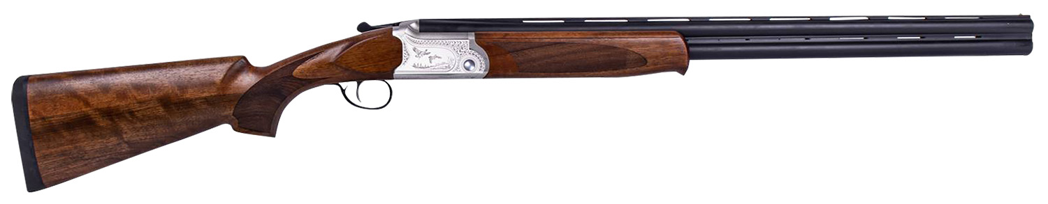 ATI ATIGKOF410SVE Cavalry SVE 410 Gauge 3" 2rd 26" Blued O/U Barrel, Silver Engraved Metal Finish, Oiled Turkish Walnut Stock, Ejector, 5 Chokes