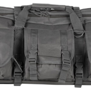 NcStar CVDC2946U42 VISM Double Carbine Case Urban Gray PVC Nylon w/ Foam Padding Lockable Zippers Pockets & MOLLE Webbing