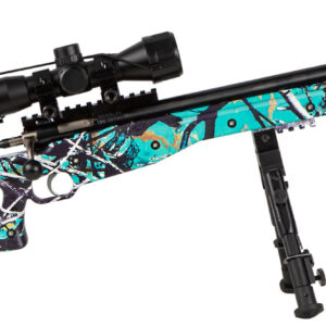 Crickett KSA2149 Precision Package 22 LR Caliber with 1rd Capacity, 16.12" Barrel, Blued Metal Finish & Fixed Thumbhole Muddy Girl Serenity Synthetic Stock Right Hand (Youth) Includes Scope & Bipod