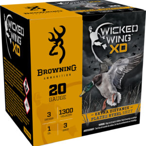 Browning Ammo B193412033 Wicked Wing XD  20Gauge 3" 1oz 3Shot 25 Per Box/10 Case