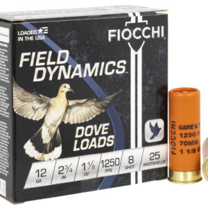 Fiocchi 12GTX188 Field Dynamics Dove & Quail 12Gauge 2.75" 1 1/8oz 8Shot 25 Per Box/10 Case