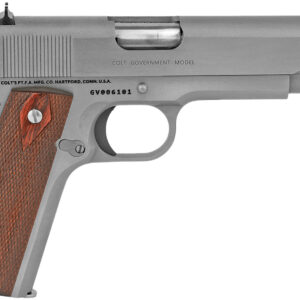 Colt Mfg O1911CSS38 1911 Government 38 Super 9+1 5" Stainless National Match Barrel, Serrated Stainless Steel Slide & Frame w/Beavertail, Diamond Checkered Rosewood