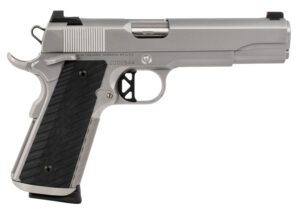 Dan Wesson 01824 Valor 45 ACP 8+1 5" Stainless Steel Barrel, Bead Blasted Serrated Stainless Steel Slide & Frame w/Beavertail & Picatinny Rail, Black G10 Grip, Ambidextrous