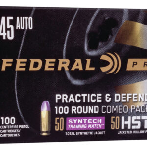 Federal P45HST2TM100 Premium Practice & Defend 45ACP 230gr HST JHP/Syntech TSJ 100 Per Box/5 Case