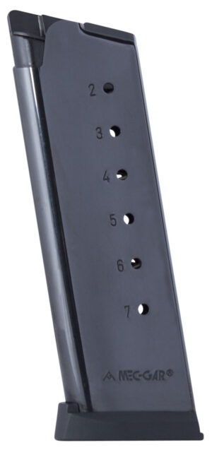 Mec-Gar MGCO4507BPF Standard Blued Detachable 7rd 45 ACP for 1911 Officer