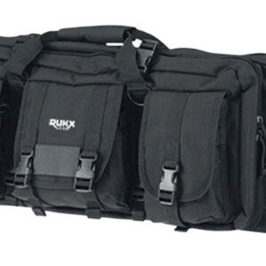 Rukx Gear ATICT42DGB Tactical Double Gun Case 42" Water Resistant Black 600D Polyester w/ Non-Rust Zippers Reinforced Velcro & Adjustable Back Straps