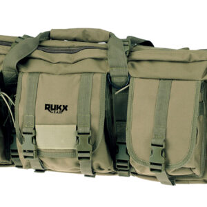 Rukx Gear ATICT42DGG Tactical Double Gun Case 42" Water Resistant Green 600D Polyester w/ Non-Rust Zippers Reinforced Velcro & Adjustable Back Straps