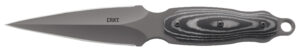 CRKT 2075 Shrill  4.77" Fixed Plain Dual-Edge Gray TiN 8Cr13MoV SS Blade/ Black/Gray SS w/Resin Fiber Overlay Handle Includes Sheath