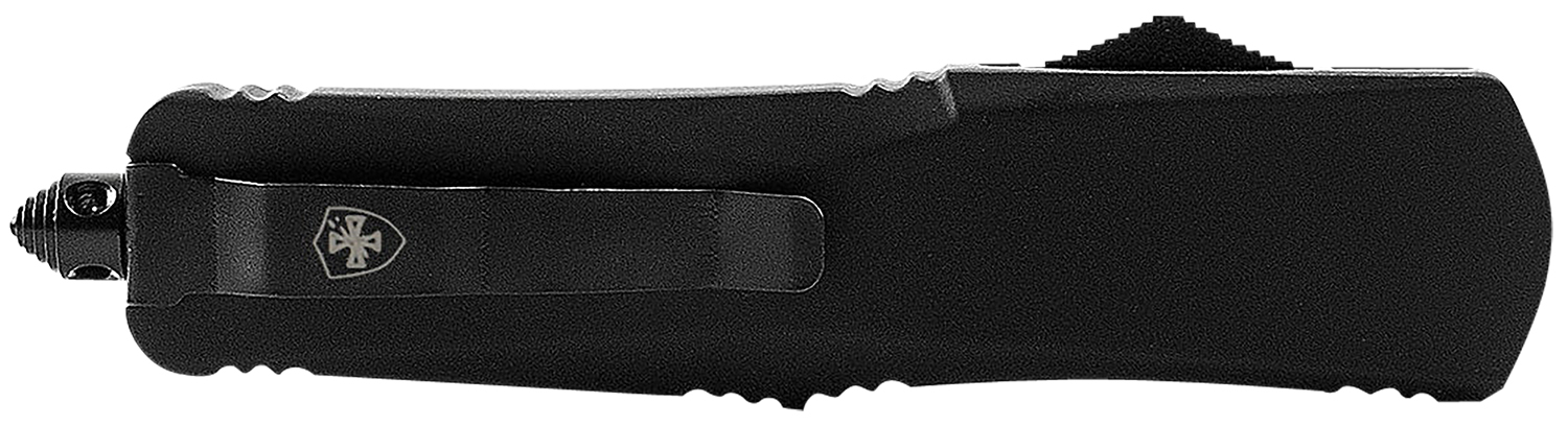 Templar Knife MBR131 Gen II Slim 3.50" OTF Dagger Plain Black Oxide Stonewashed 440C SS Blade, 5.05" Black Aluminum//Rubber Handle, Glass Breaker