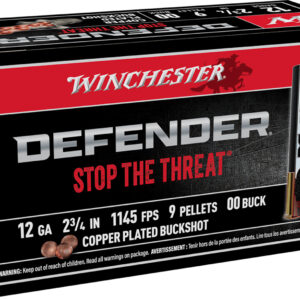 Winchester Ammo SB1200PD Defender  12Gauge 2.75" 9Pellets Copper Plated 00Buck Shot 10 Per Box/10 Case