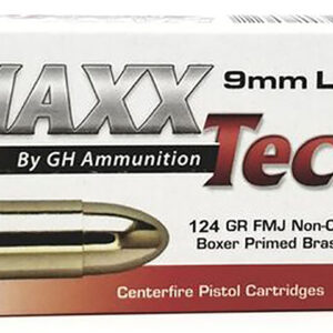 MaxxTech PTGB912B Brass Pistol  9mmLuger 124gr Full Metal Jacket 50 Per Box/10 Case