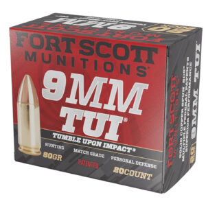 Fort Scott Munitions 9MM080SCV Tumble Upon Impact (TUI)  9mmLuger 80gr Solid Copper Spun 20 Per Box/25 Case