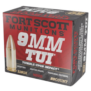 Fort Scott Munitions 9MM115SCV Tumble Upon Impact (TUI)  9mmLuger 115gr Solid Copper Spun 20 Per Box/25 Case