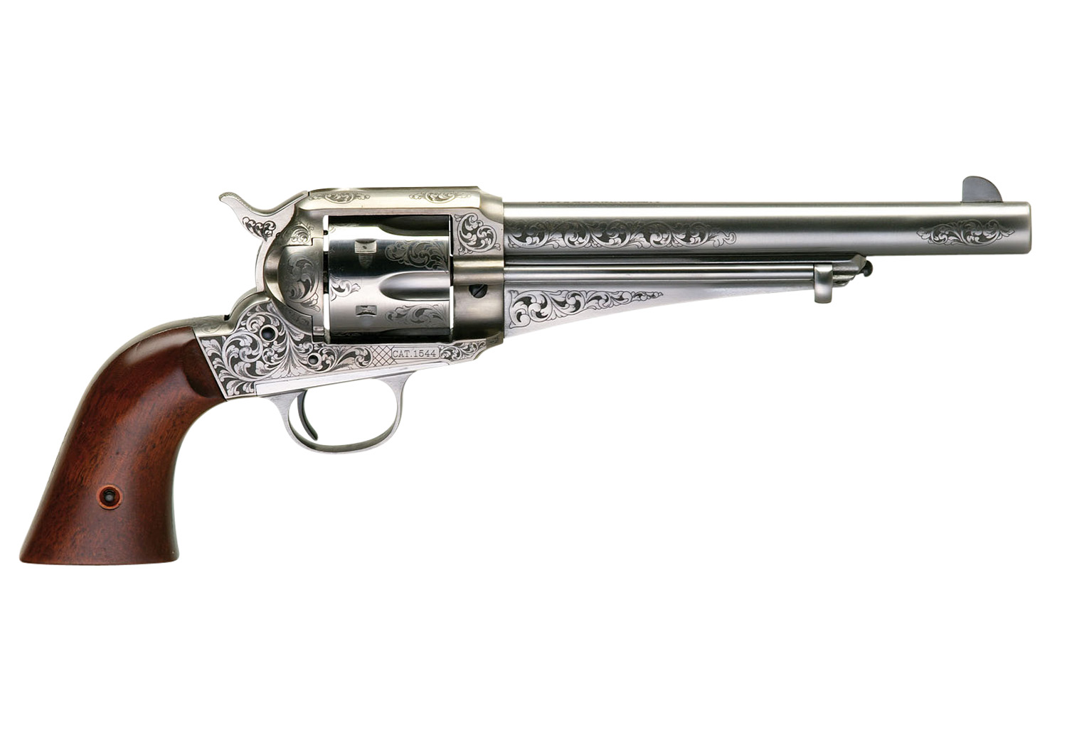 Taylors & Company 550394 1875 Army Outlaw 44-40 Win Caliber with 7.50" Barrel, 6rd Capacity Cylinder, Overall White Engraved Finish Steel & Walnut Grip