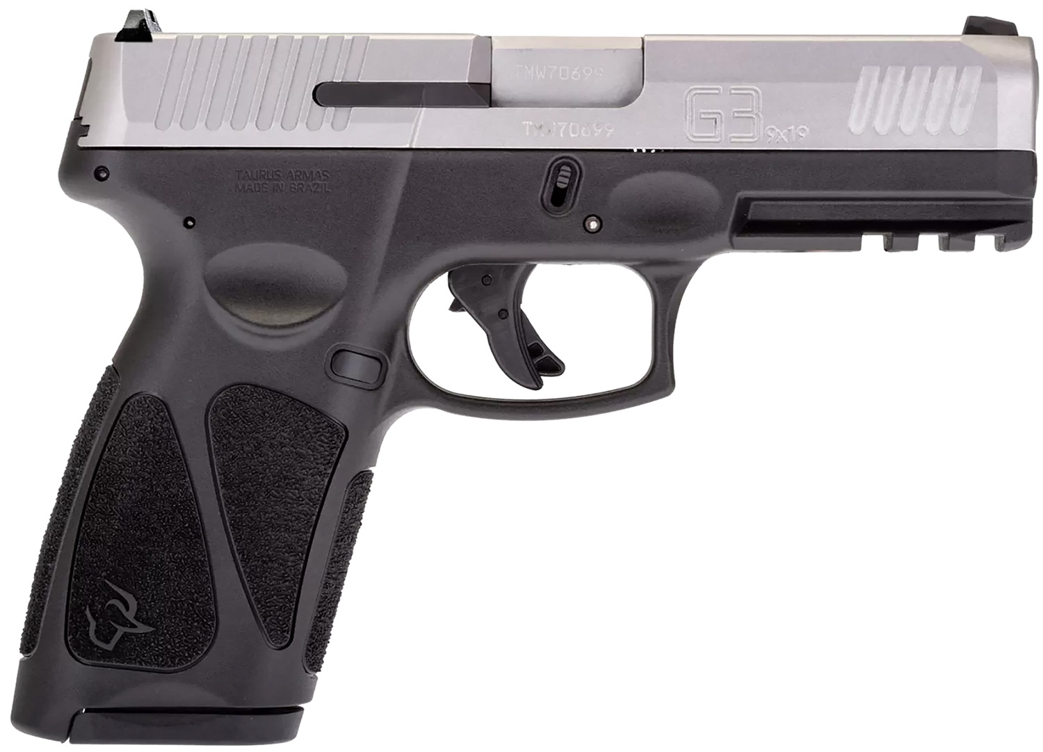 Taurus 1G3B94910 G3 Full Size Frame 9mm Luger 10+1 4" Matte Stainless Steel Barrel, Matte Serrated Stainless Steel Slide, Black Polymer Frame w/Picatinny Rail, Black Polymer Grip, Right Hand