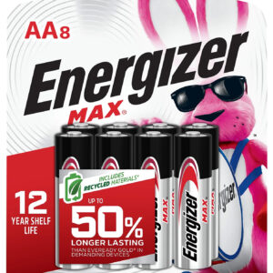 Energizer E91MP8 AA Max Silver 1.5V Alkaline, Qty (8) Single Pack