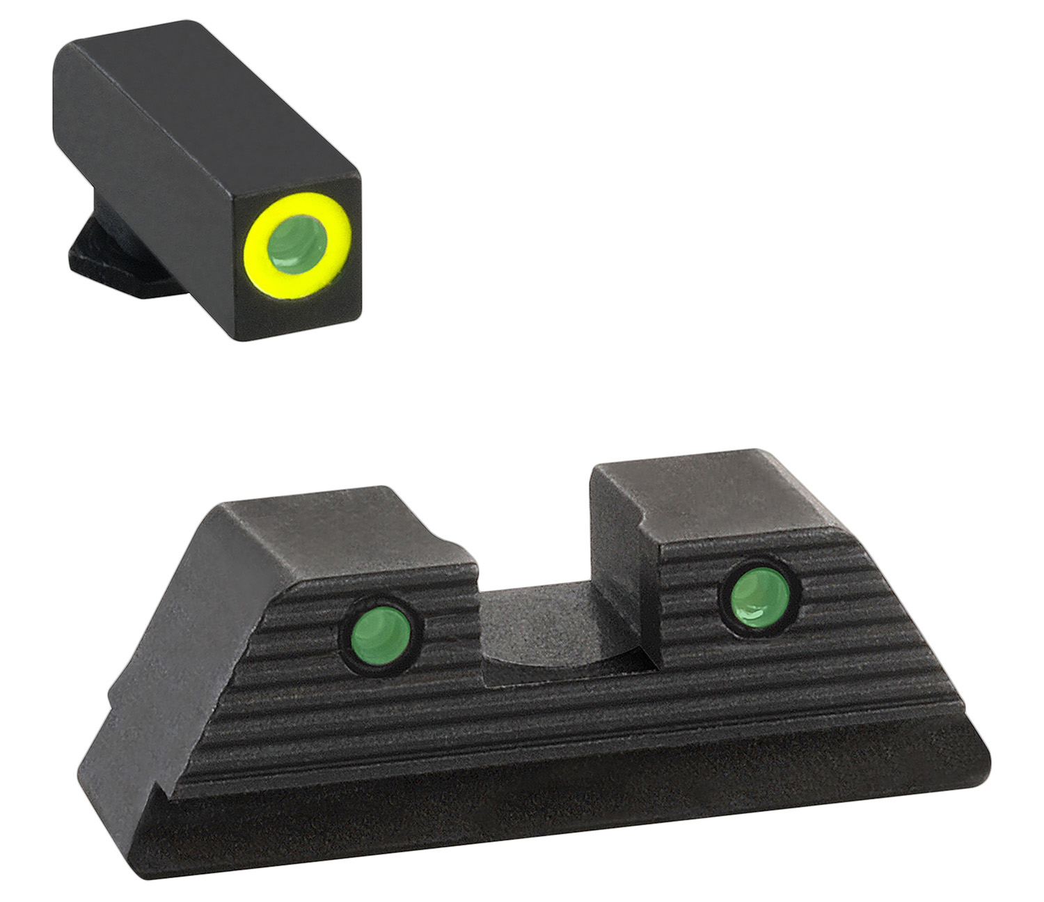AmeriGlo GL819 Trooper Sight Set for Glock Green Tritium LumiGreen Outline Front Sight-Green Tritium Black Outline Rear Sight