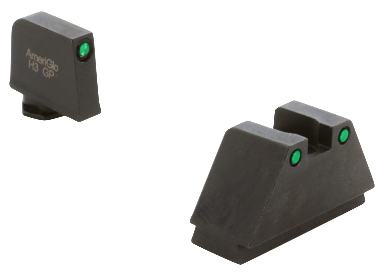 AmeriGlo GL815 Optic Compatible Sight Set for Glock 3XL Tall Green Tritium Black Outline Front Sight-Green Tritium Black Outline Rear Sight