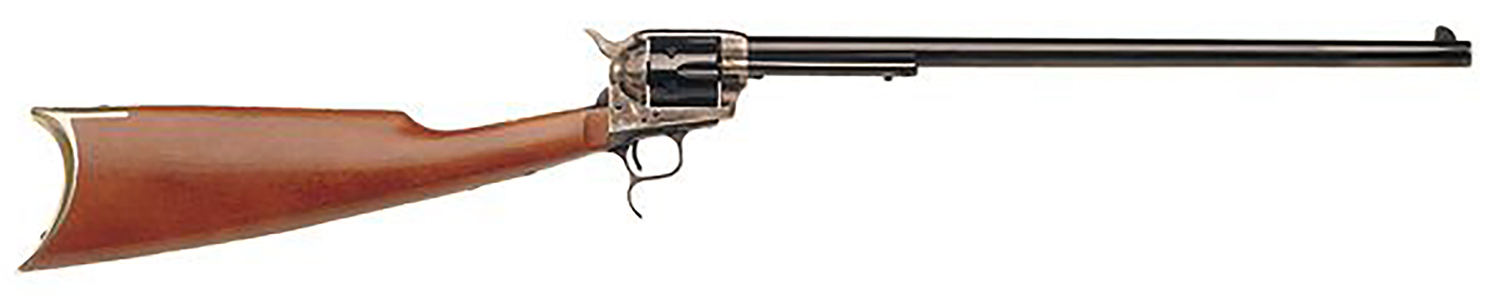 Cimarron MP419 Revolving Carbine Full Size 45 Colt (Long Colt) 6 Shot 18" Blued Stainless Steel Barrel, Color Case Hardened Stainless Steel Receiver, Walnut Shoulder Stock, Right Hand