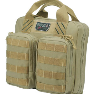 GPS Bags T1411PCT Tactical Double +2 Tan 1000D Nylon Teflon Coating Holds 4 Handguns