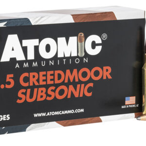 Atomic Ammunition 00482 Rifle Subsonic 6.5Creedmoor 129gr Jacket Hollow Point 20 Per Box/10 Case
