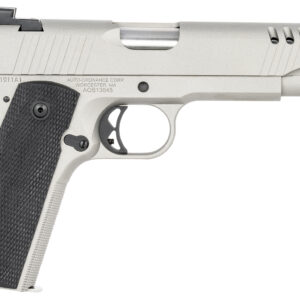 Auto-Ordnance 1911TCAC6 1911 A1  45 ACP 7+1 5" Savage Silver Cerakoate, Serrated/Ported Slide,  Black Rubber Grips, Fixed 3-Dot Combat Day Sights