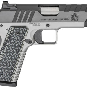 Springfield Armory PX9218L 1911 Emissary 45 ACP 8+1 4.25" Bull Barrel, Stainless Steel Frame w/Beavertail , Tri-Top Cut Blued Carbon Steel Slide, Black VZ Thin-Line G10 Grip