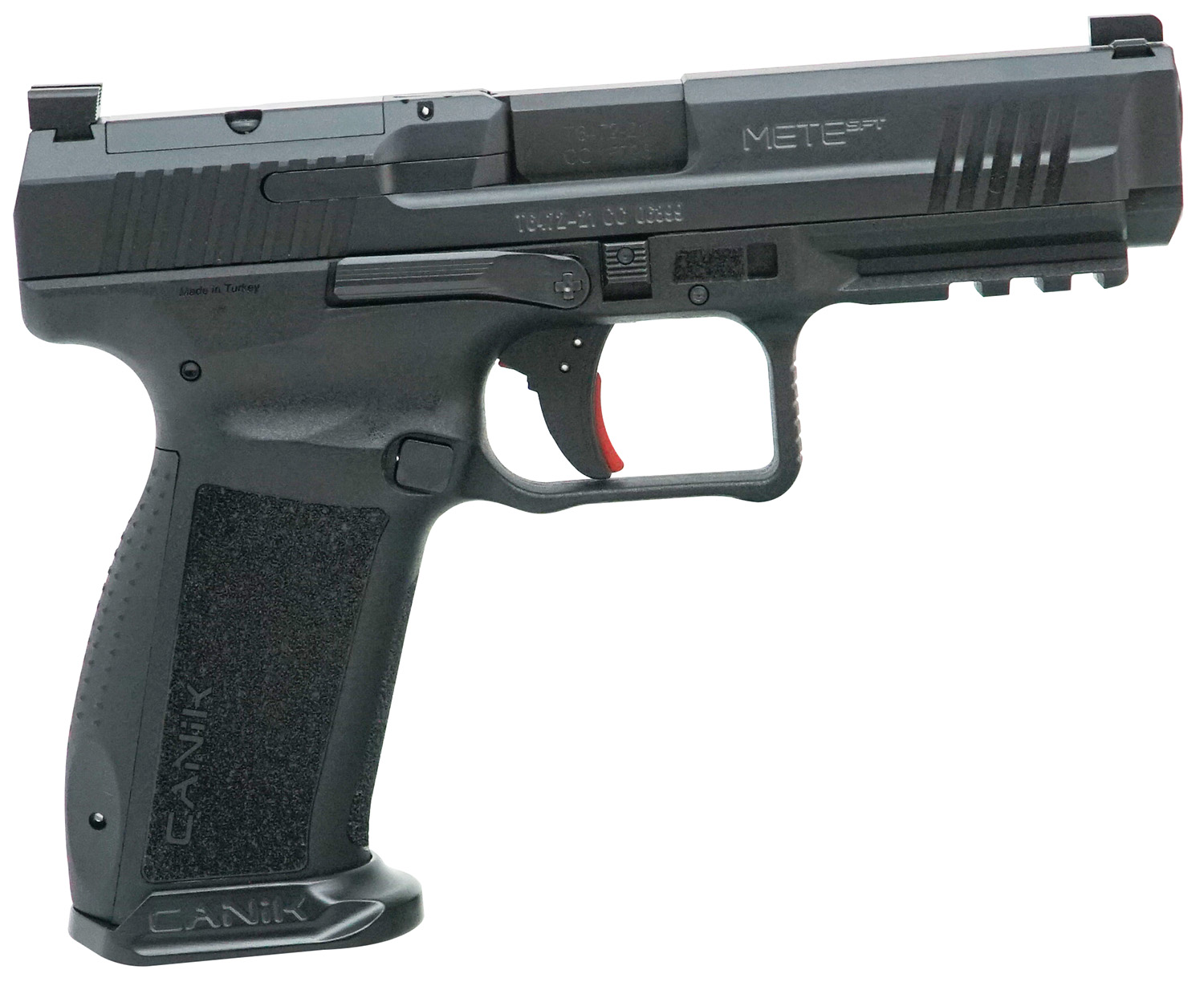 Canik HG6595N Mete SFT Full Size Frame 9mm Luger 20+1/18+1, 4.46" Black Match Grade Barrel, Black Nitride Optic Ready/Serrated Steel Slide, Polymer Frame w/Picatinny Rail, Ambidextrous