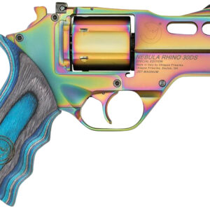 Chiappa Firearms 340319 Rhino 30DS Nebula 357 Mag 6 Shot, 3" Rainbow PVD Steel Vent Rib Barrel & Cylinder, Rainbow PVD Aluminum Frame, Blue Laminate, Grip Exposed Hammer