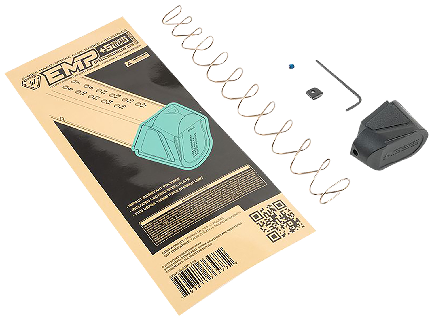 Strike Industries EMPTG3 Enhanced Magazine Plate Extended +5rd 9mm Luger Black Polymer for Taurus G3