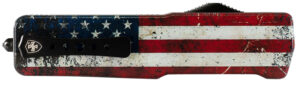 Templar Knife MAUS321 Premium LW US Flag Slim 3.25" OTF Drop Point Plain Black Oxide Stonewashed D2 Steel Blade, 5" US Flag Aluminum Handle