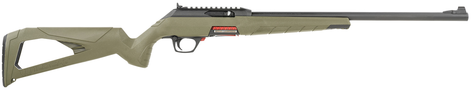 Winchester Repeating Arms 521139102 Wildcat Full Size 22 LR 10+1 18" Matte Blued Sporter Barrel, Picatinny Rail Matte Black Polymer Receiver, OD Green Skeletonized Synthetic Stock, Ambidextrous
