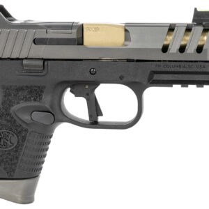 FN 66101350 509 CC Edge 9mm Luger 10+1 (3) 4.20" Threaded Gold Barrel, Black Frame, Graphite Optic & Lightening Cut Slide, Optic Height Fiber Optic Sights, Compensator (No Manual)