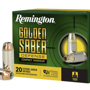 Remington Ammunition R21370 Golden Saber Defense 10mmAuto 180gr Brass Jacketed Hollow Point 20 Per Box/25 Case