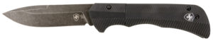 Templar Knife AAABK321 Auto Assist  3.50" Folding Drop Point Plain Black Oxide Stonewashed D2 Steel Blade, 4.25" Aluminum Handle