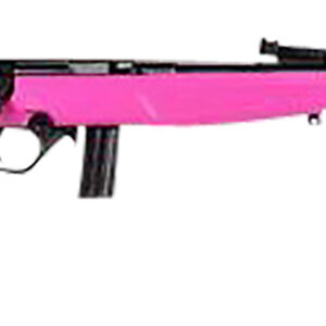 Rossi  RB22  Compact 22 LR 10+1, 16" Matte Black Button Rifled Free Floating Steel Barrel, Matte Black Stainless Steel Receiver, Pink Monte Carlo Stock, Right Hand