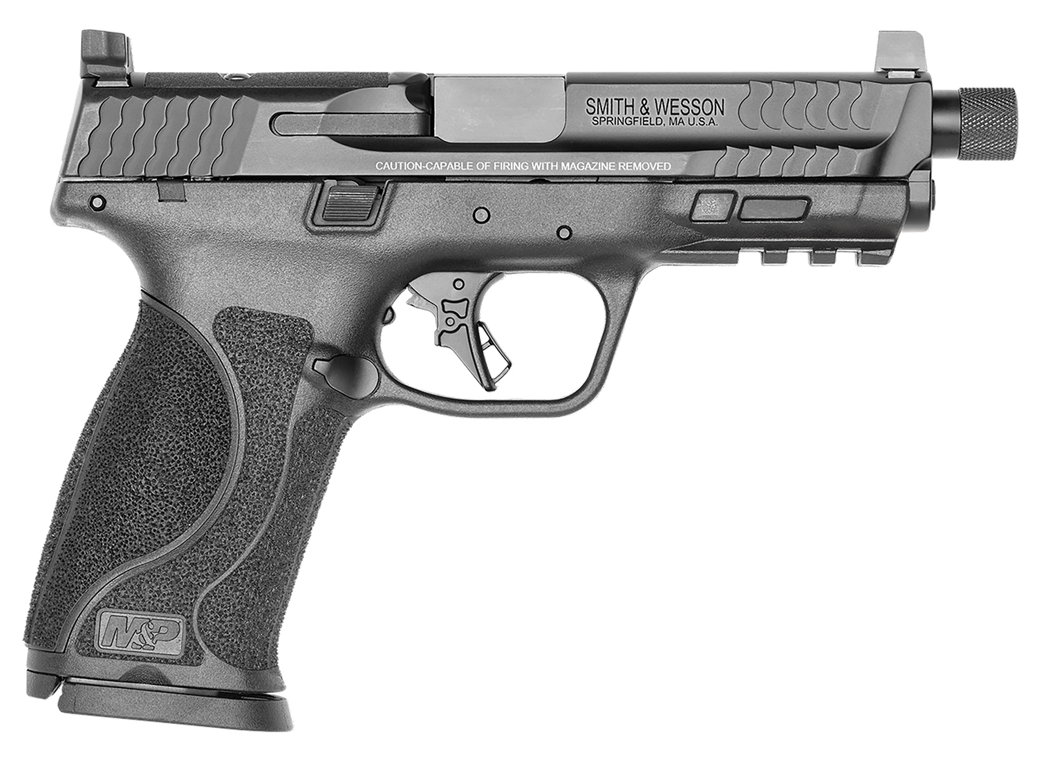 Smith & Wesson 13585 M&P M2.0 Full Size 9mm Luger 17+1, 4.62" Black Armornite Steel Threaded Barrel & Optic Ready/Serrated Slide, Matte Black Polymer Frame w/Picatinny Rail