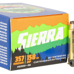 Sierra A836036 Outdoor Master  357Mag 158gr Jacketed Hollow Point Sport Master 20/Box