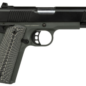 Tisas 10100802 1911 Yukon Full Size 10mm Auto 10+1 4.25" Stainless Steel Barrel, Black Cerakote Serrated Slide, Dark Gray Cerakote Steel Frame w/LPI Checkering & Beavertail, Black Sunburst G10 Grips