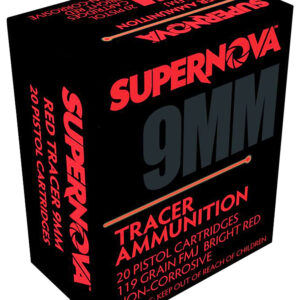 Supernova PMSN9MMR Red Tracer Non Corrosive 9mm Luger 119 Gr Full Metal Jacket 20 Per Box/ 50 Cs
