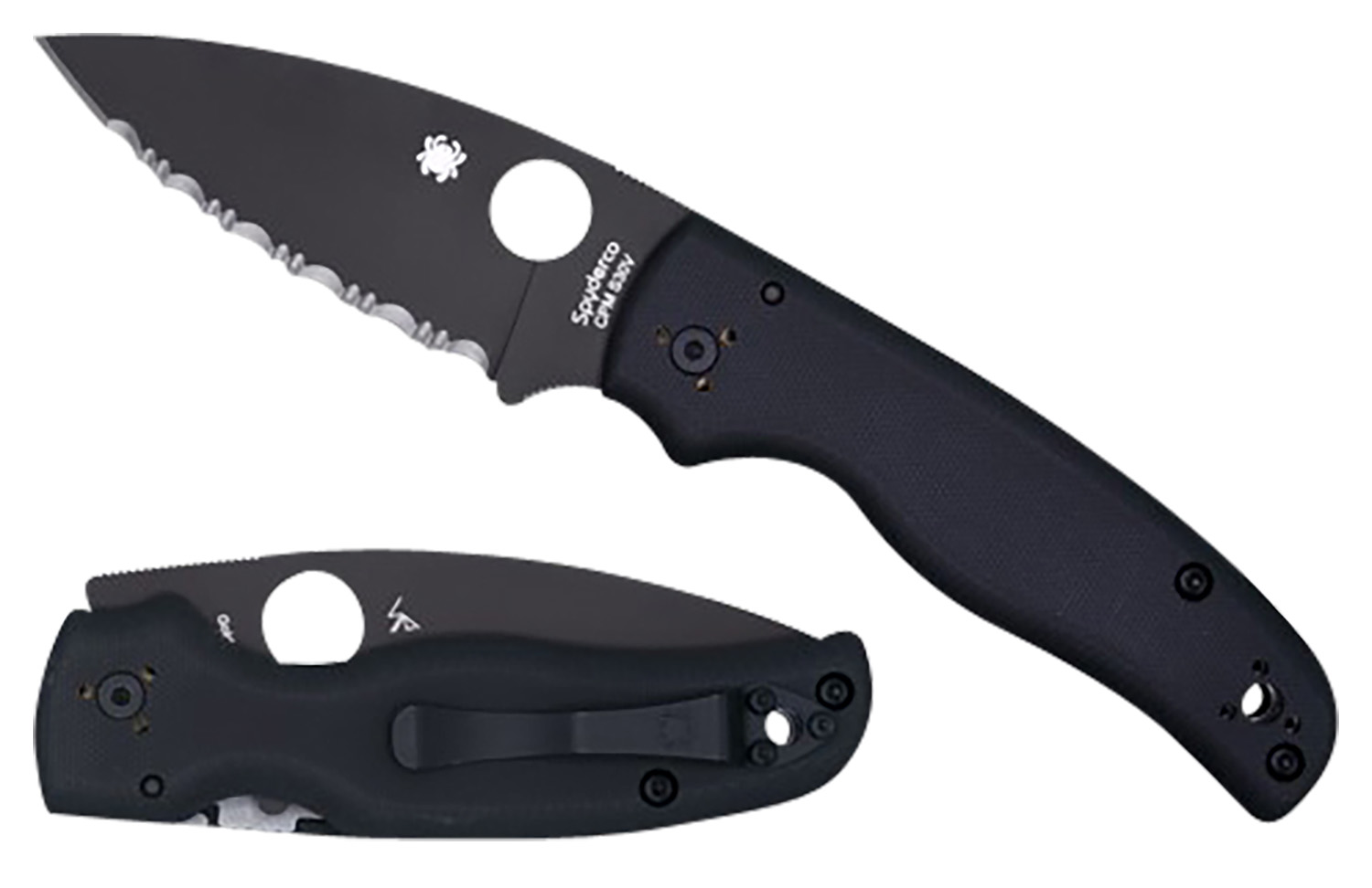 Spyderco C229GPBK Shaman 3.58" Folding Plain Black DLC CPM S30V SS Blade/Black Textured G10 Handle Includes Pocket Clip